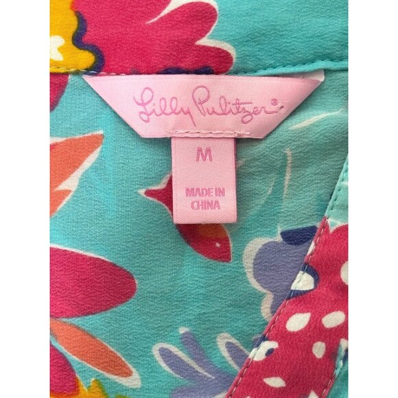 Lilly Pulitzer Womens Silk Elsa Top Trippin Sippin Long Sleeve Blouse Size M - Picture 4 of 8